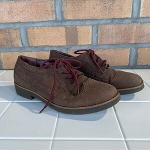 Ralph Lauren IMOGEN Elegant Brown Lace-Up Oxfords Wingtip Shoes Women Size 6